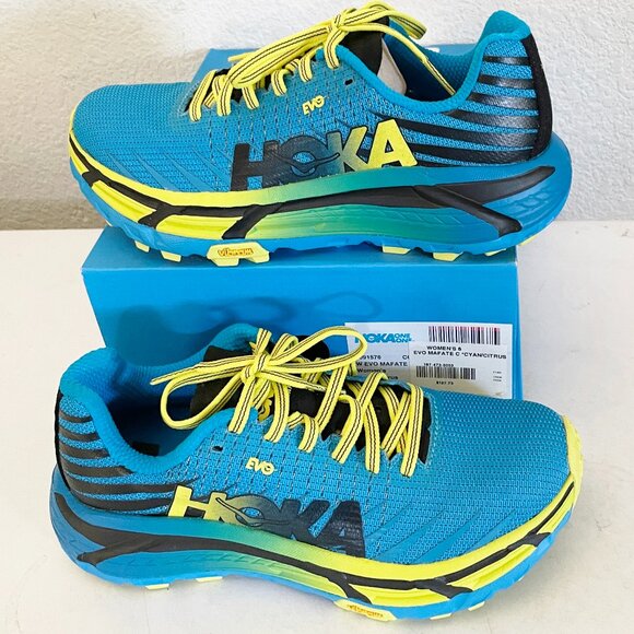 NEW Hoka One One Womens EVO Mafate 2 Trail Running Shoe NIB 6 Cyan/Citrus - Picture 1 of 14